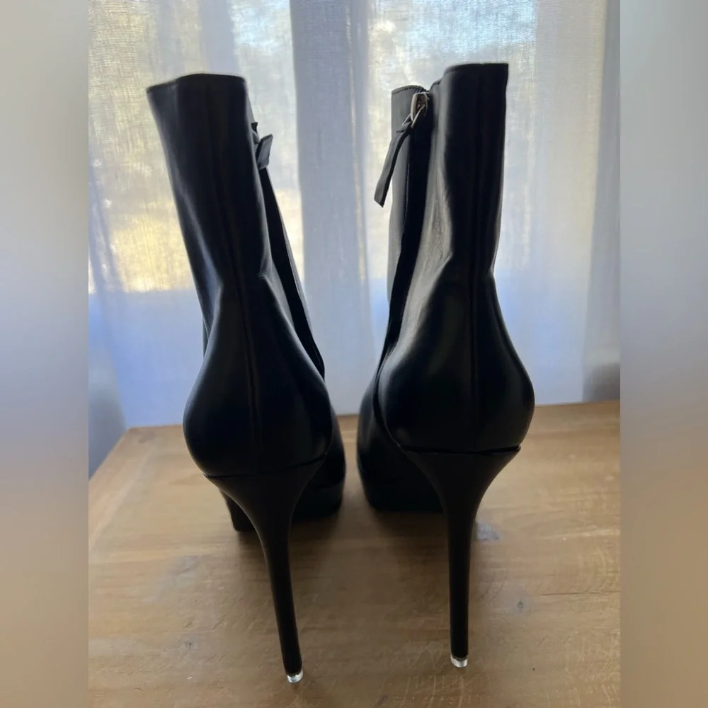 Black Suede Studio Winnie Pointed Toe Platform Stiletto Bootie New - Picture 4 of 9